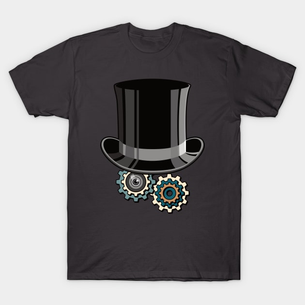 Victorian Mechanical Top Hat (Steampunk) T-Shirt by dkdesigns27